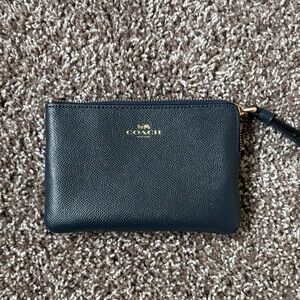 Coach Navy Wristlet with Gold Accent
